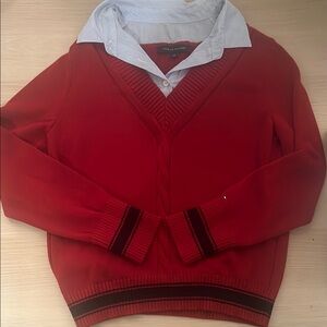 Classic Red V-Neck Sweater by Tommy Hilfiger
